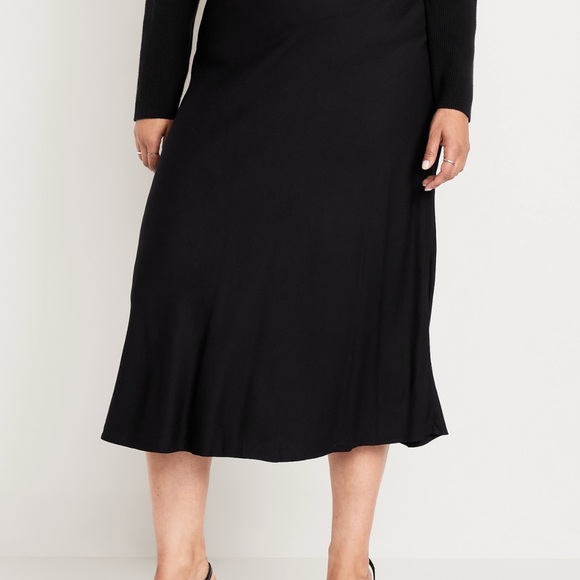 Old Navy High-Waisted Crepe Midi Skirt Black Women’s Plus Size 3X - Picture 3 of 6